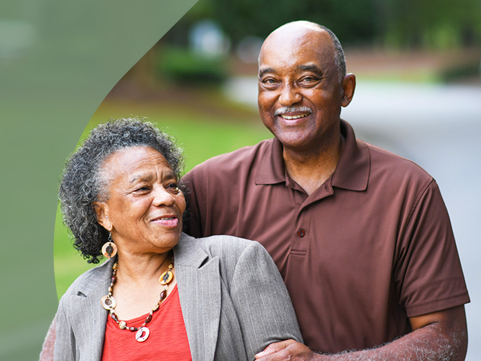 A man with a Medicare plan who has spousal benefits, spending time with his wife