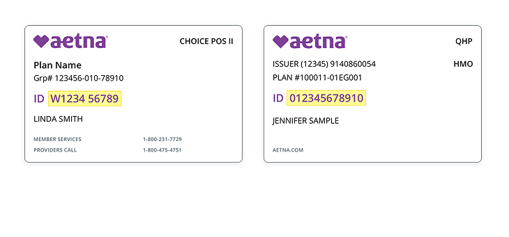 Member ID card with a sample 10-character member ID in a highlighted, outlined box.