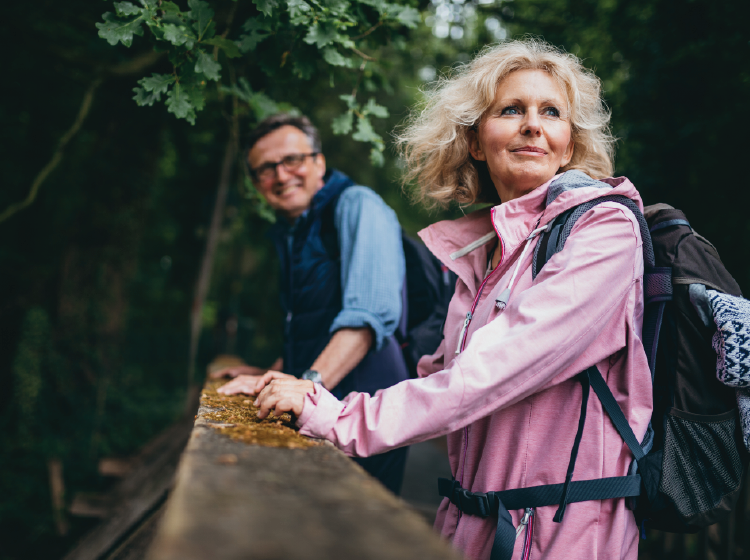 Man and woman hiking